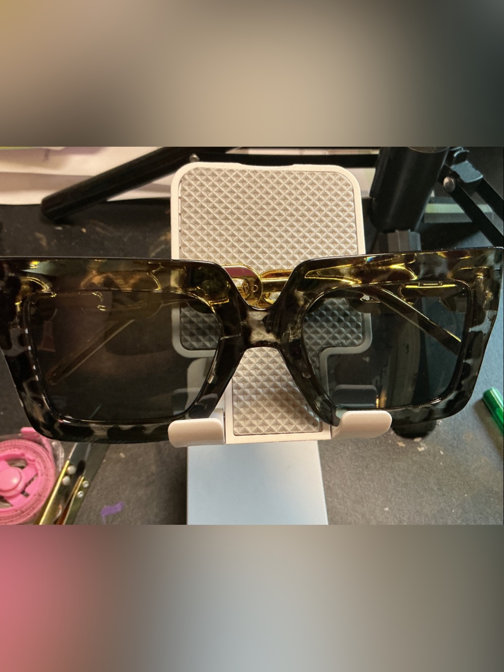 Chunky Tortoiseshell Square Sunglasses - Olive Brown Frames
